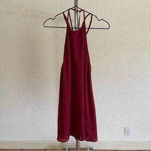 Burgundy Strappy Silk Dress